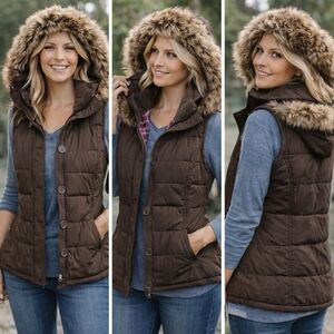 Aeropostale Chocolate Brown Women's Puffer Vest